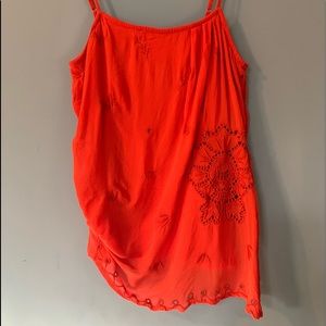 Silk cotton bright red top - Anthropologie